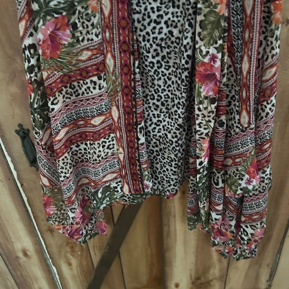 Nwt One World Kimono Floral & Cheetah Cardigan With Cheetah Tank Top Size S — image 6 of 8